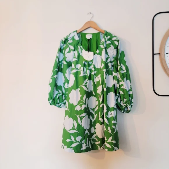 kate spade | Dresses | Kate Spade Target Classic Rose Poplin Long Sleeve  Mini Dress Greenblue | Poshmark
